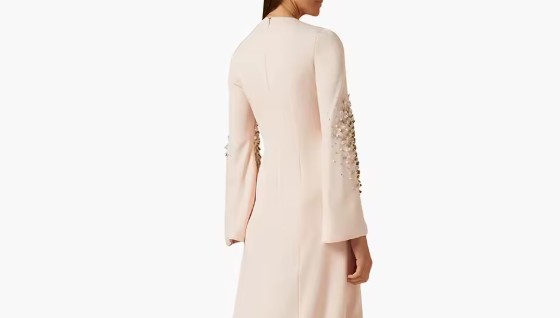 A-Linie Abendkleid Enie in Champagne mit Perlen Strass Stickereien