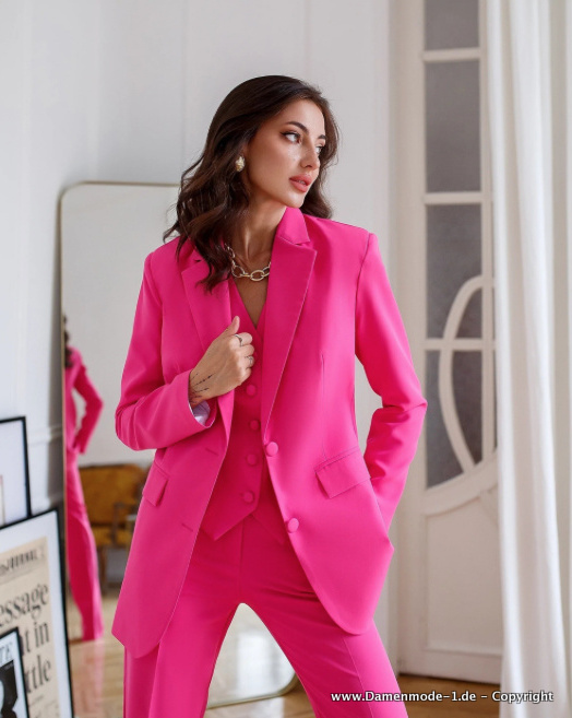 A Linie Business Hosenanzug Elegant in Pink Dreiteilig