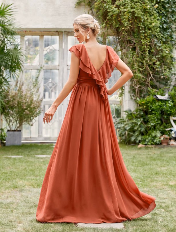  A Linie Chiffon Abendkleid Elisabet Festlich in Orange
