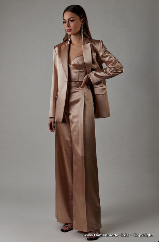 A Linie Hosenanzug Festlich in Gold Dreiteilig