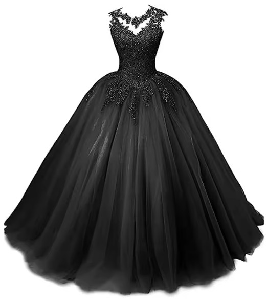 Ärmelloses Ballkleid Estefania mit Spitze und Illusion Ausschnitt in Schwarz
