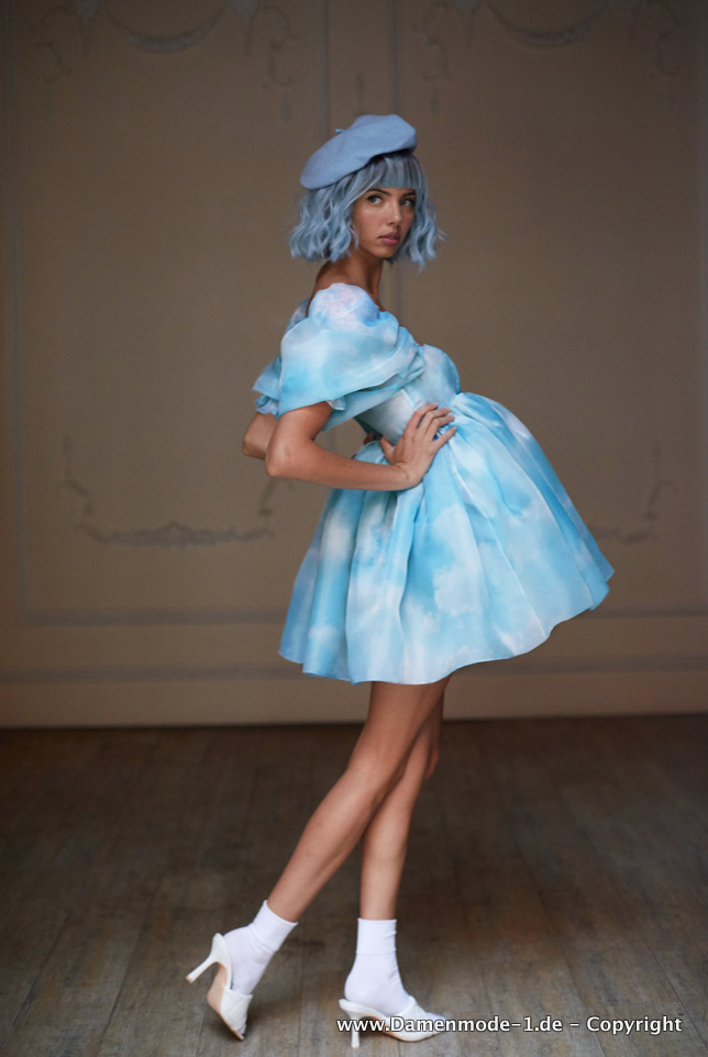 Babydoll Style Sommerkleid Kurz in Hellblau
