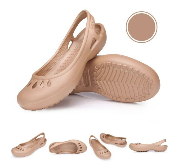 Ballerina Sommer Clogs Outdoor Schuhe für Damen in Beige