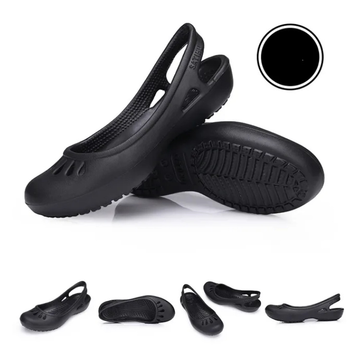 Ballerina Sommer Clogs Outdoor Schuhe für Damen in Schwarz