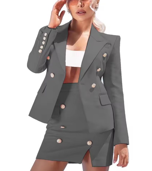 Bleistift Damen Kostüm Fria Elegant in Grau mit Minirock