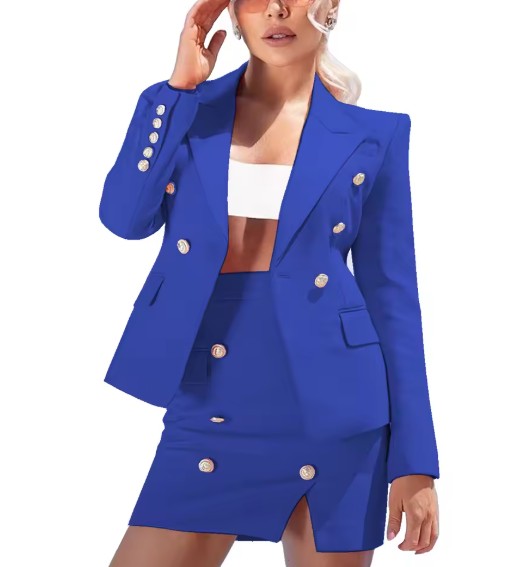 Bleistift Damen Kostüm Fria Elegant in Marineblau mit Minirock