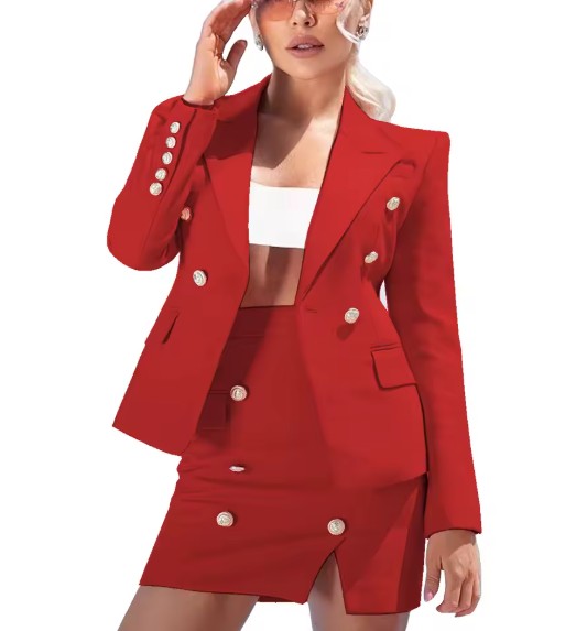 Bleistift Damen Kostüm Fria Elegant in Rot mit Minirock