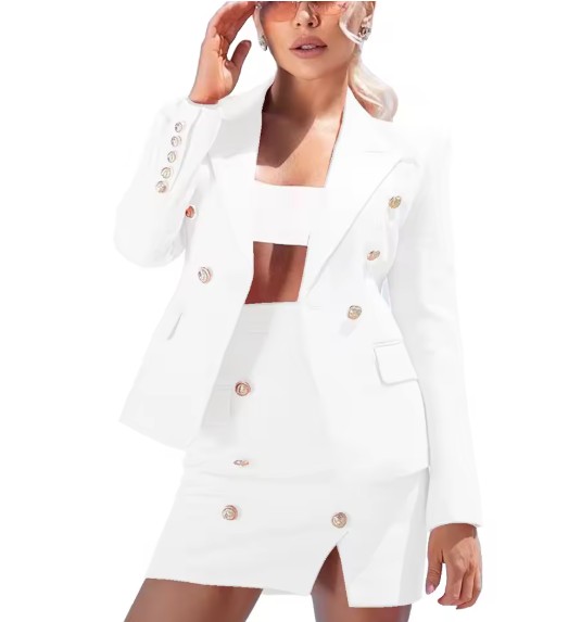 Bleistift Damen Kostüm Fria Elegant in Weiß mit Minirock