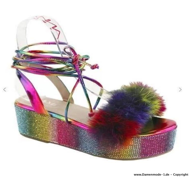 Colorblock Plüsch Gladiator Sommer Schuhe mit Glitzer Pailletten