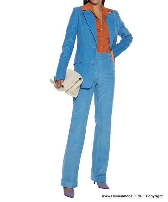Cord Damen Hosenanzug Elegant und Leger in Hellblau
