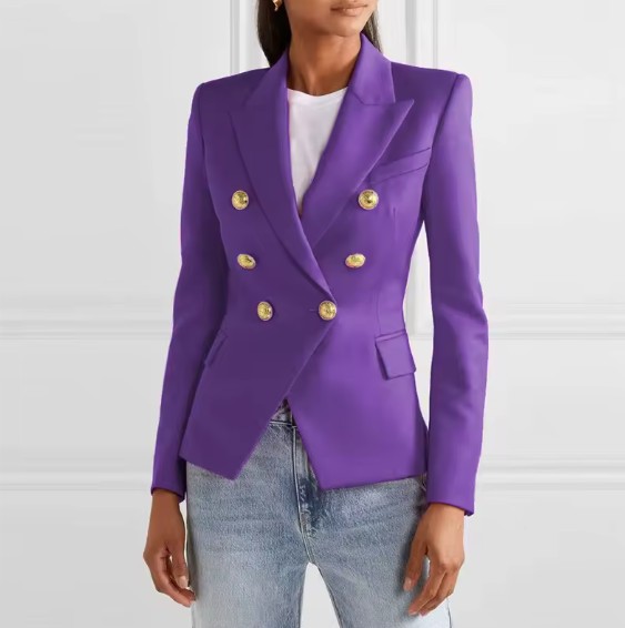Damen Blazer Elele Elegant in Lila mit Gold Knöpfe