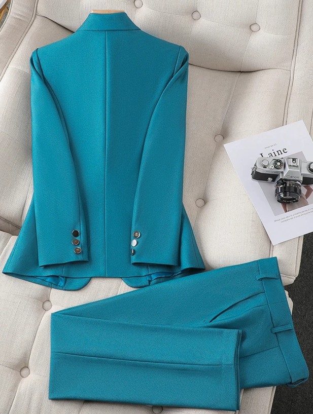  Damen Business Hosenanzug Elayne Elegant in Blaugrün