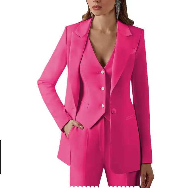 Damen Hosenanzug Elonie Dreiteilig mit Weste in Pink