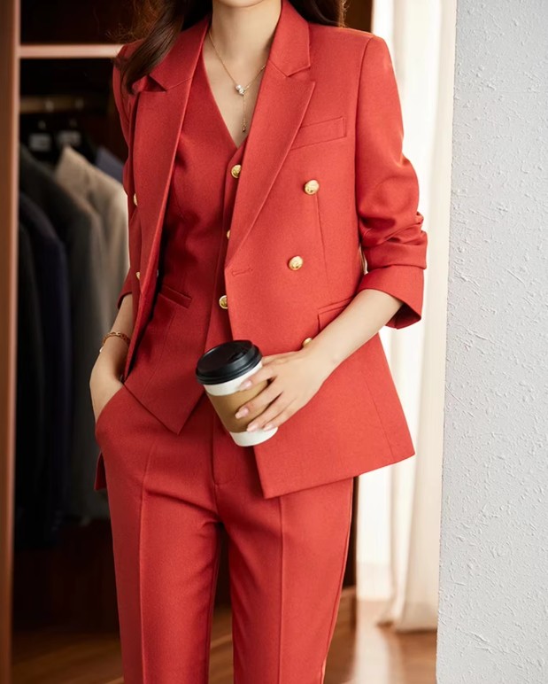  Damen Hosenanzug Eltje Dreiteilig Elegant in Rot