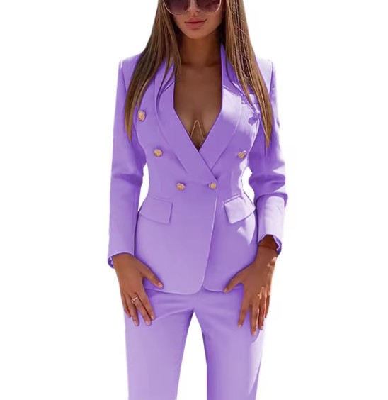  Damen Hosenanzug Frida mit Goldenen Knöpfen in Lila