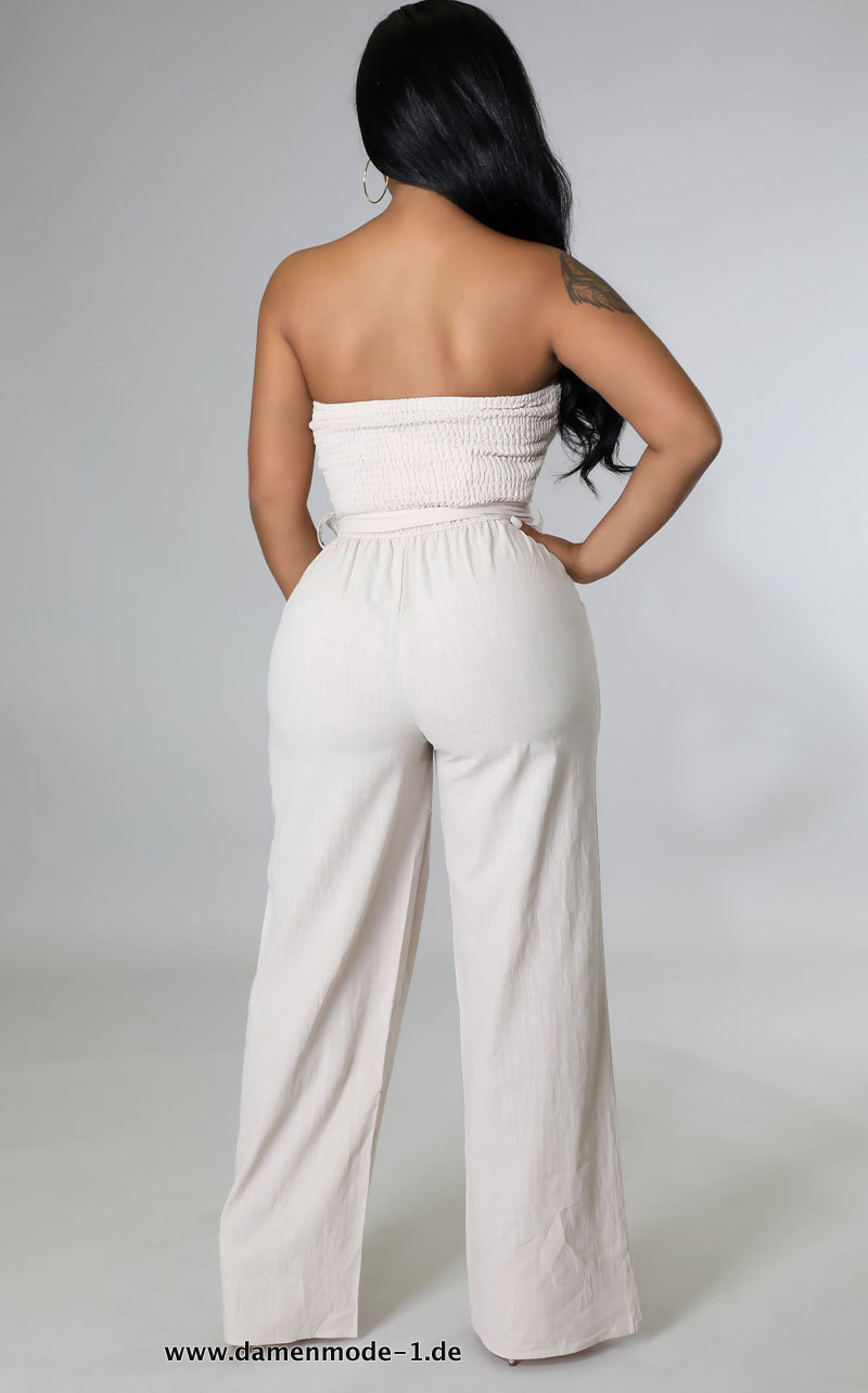 Damen Jumpsuit Sommer Strand Mode in Weiß