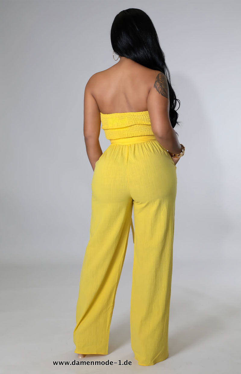 Damen Jumpsuit 2023 Sommer Strandmode in Gelb