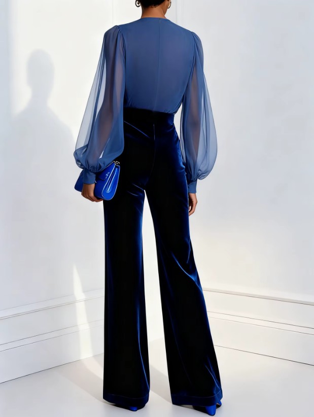 Damen Jumpsuit in Blau Schlicht & Elegant