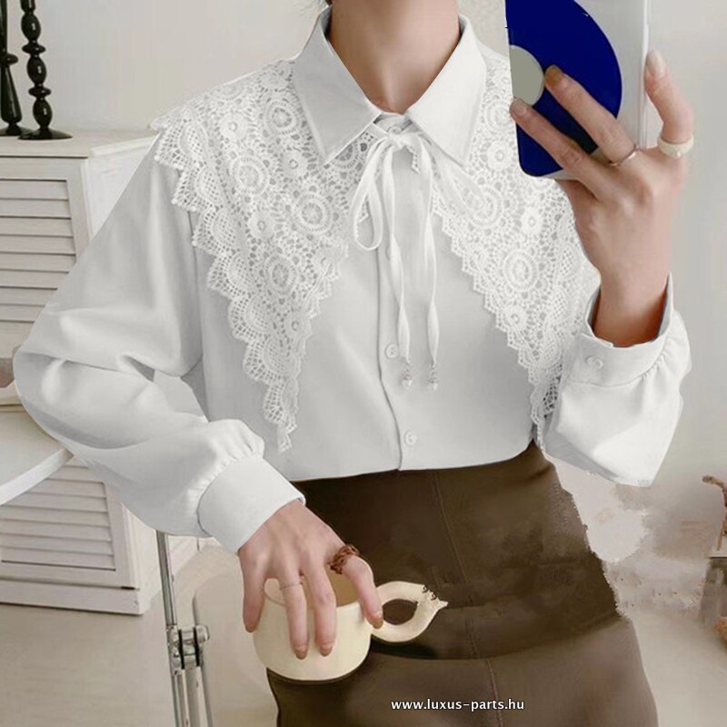 Damen Langarm 2023 leichte Bluse in weiß 