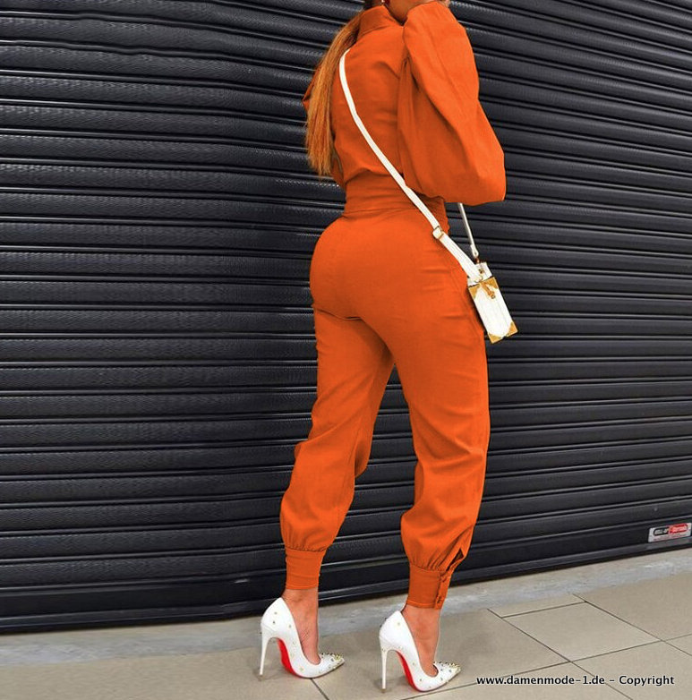 Damenoutfit Elegant in Orange Hose mit Jacke im Set