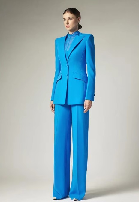 Eleganter Einreiher Hosenanzug Else in Blau