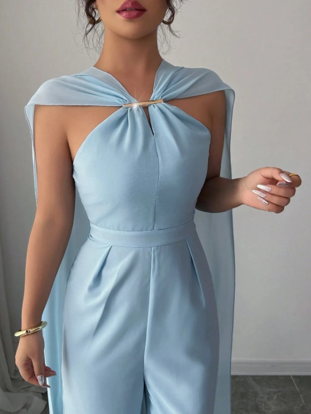 Eleganter Einteiler Jumpsuit Gabrielle in Himmelblau Festlich