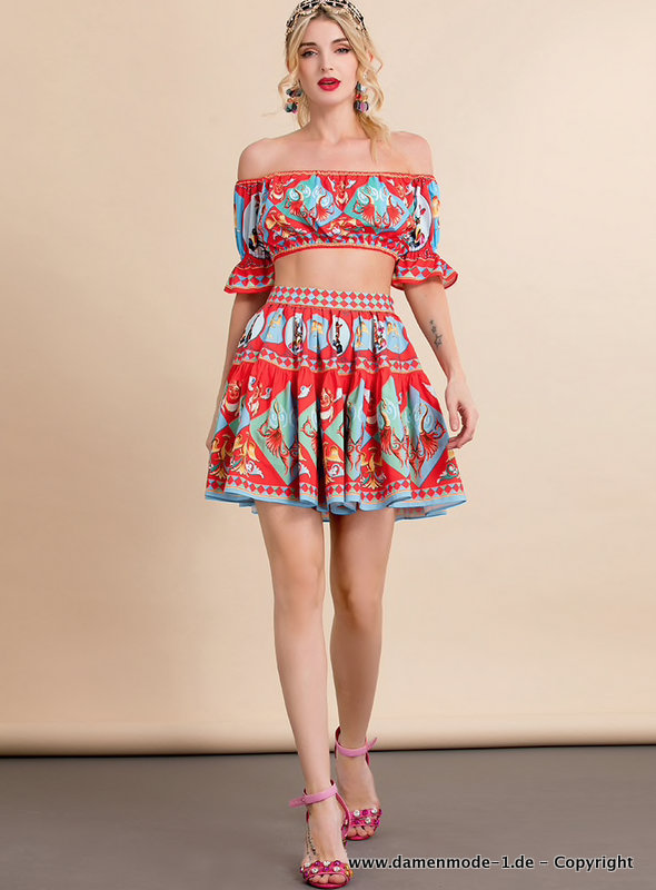 Fashion Runway Sommer Vintage Outfit Zweiteiler