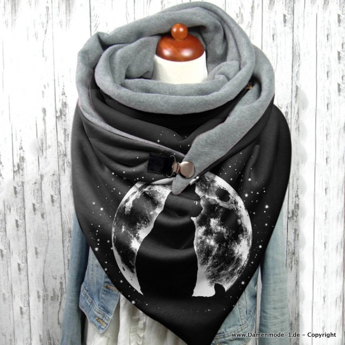 Kätzchen mit Mond Print Designer Luxus Winter Schal Warm