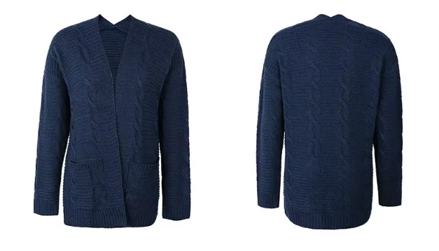 Kurze Damen Strickjacke Cardigan Eyvette mit Taschen Navy Blau
