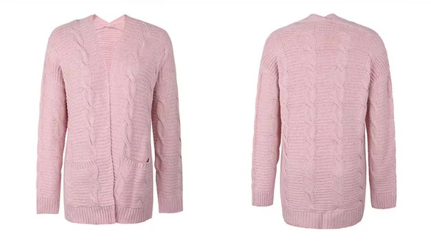 Kurze Damen Strickjacke Cardigan Eyvette mit Taschen Rosa