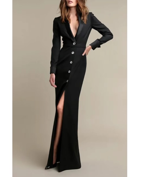 Langarm Blazer Kleid Esmé Elegant und Festlich in Schwarz