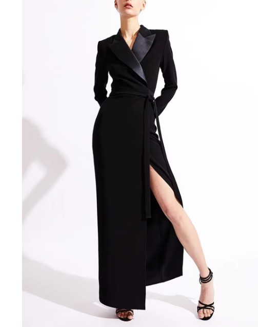 Langarm Blazer Kleid Evita Elegant und Festlich in Schwarz