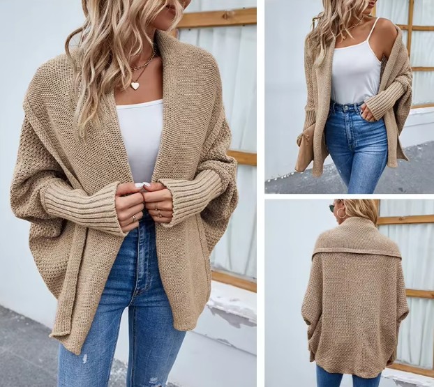 Langarm Damen Strickjacke Emmely in Beige Creme