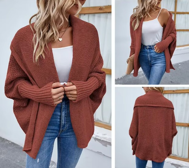 Langarm Damen Strickjacke Emmely in Bronzebraun