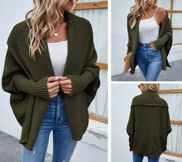 Langarm Damen Strickjacke Emmely in Dunkelgrün