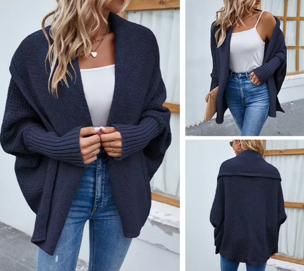 Langarm Damen Strickjacke Emmely in Marineblau