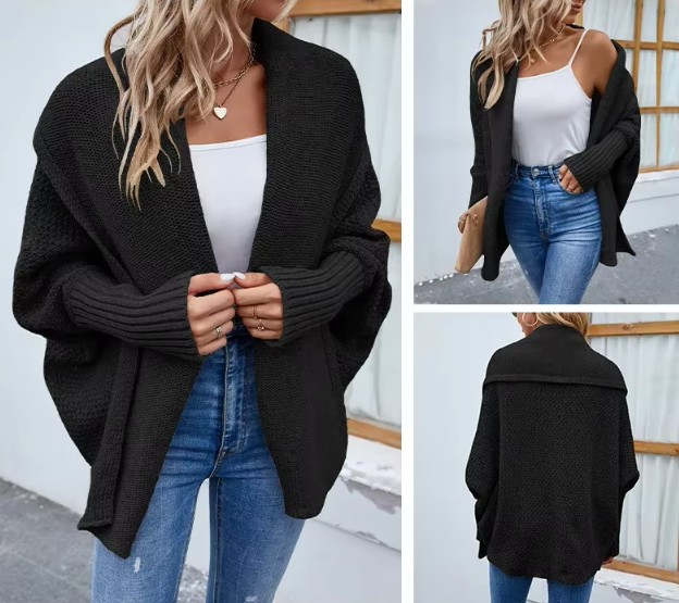 Langarm Damen Strickjacke Emmely in Schwarz