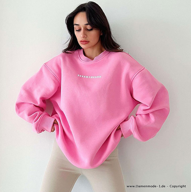 Langarm Print Damen Sweater in Pink