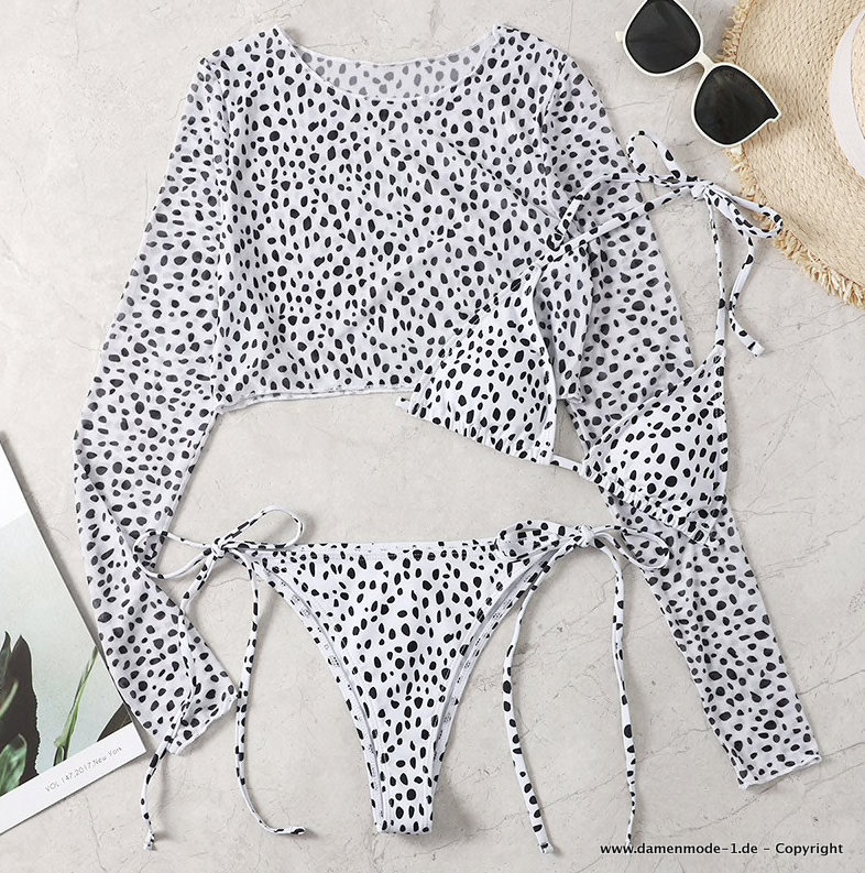 Leopard Print Bikini Set in Weiß