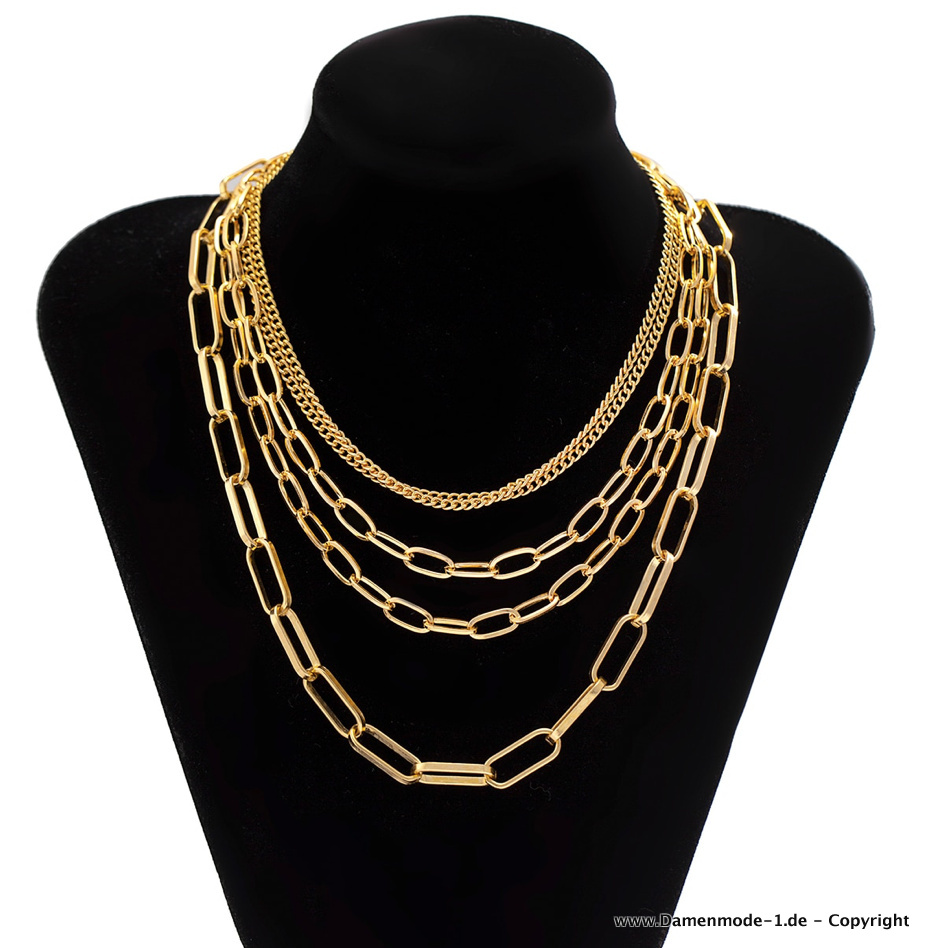 Multischicht Damen Halskette Modern in Gold