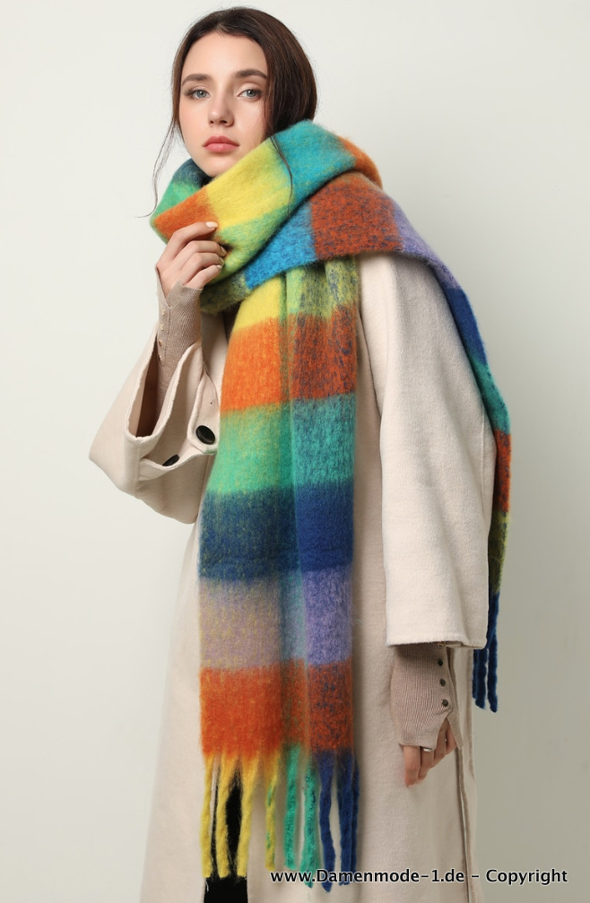 Oversize Kaschmir  Winter Schal für Damen Bunt