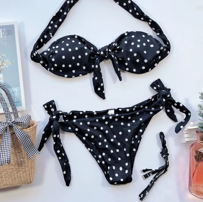 Polka Dot Bikini Damen – Brazilian Style Schwarz