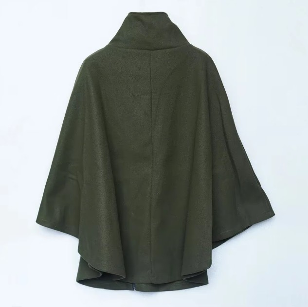 Poncho Style Zipper Pullover Cardigan Elisa in Grün