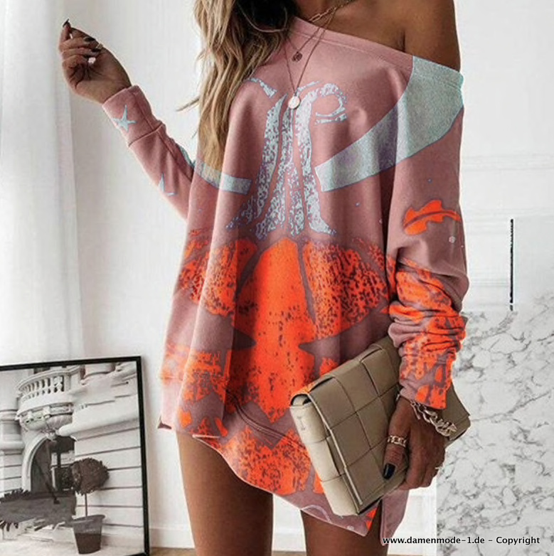 Rundhals Damen Pullover Leger Rosa