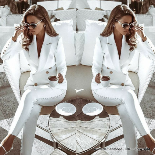 Slim Fit Business Hosenanzug in Weiß Elegant
