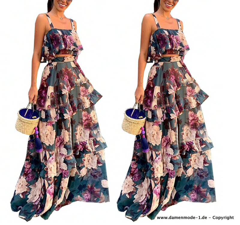 Sommer Boho Outfit Zweiteiler Rock mit Shirt