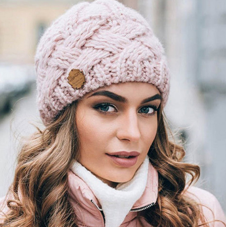 Warme Winter Mütze für Damen in Rosa