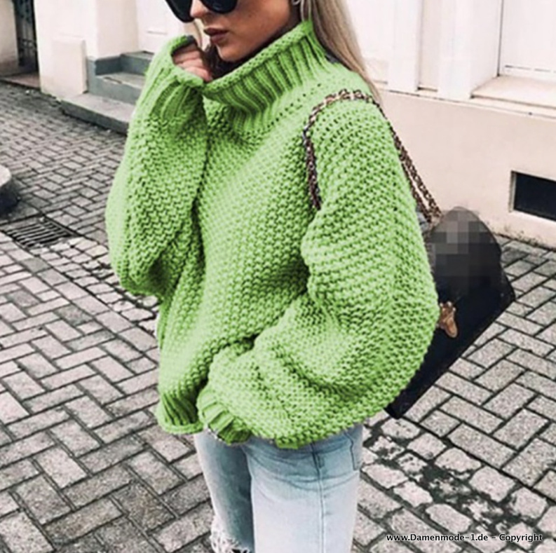 Winter Rollkragen Pullover Strickpullover Elegant und Warm in Grün