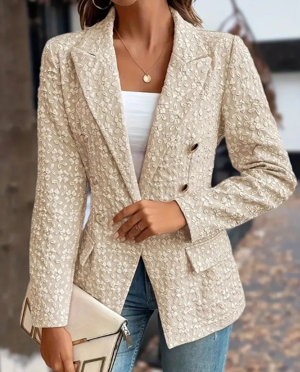 Zweireiher Damen Blazer Eilika Elegant in Ivory