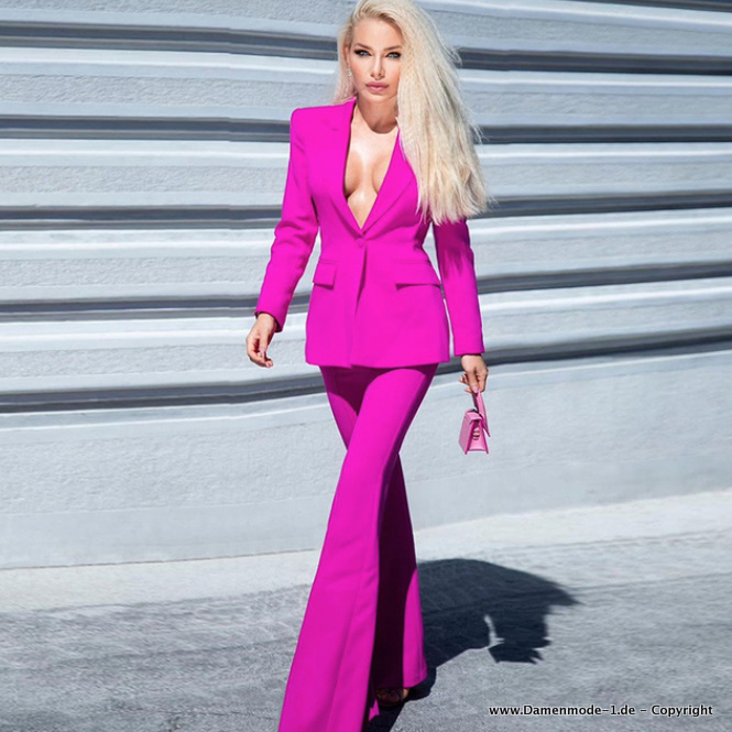 Eleganter Business Hosenanzug für Damen in Pink